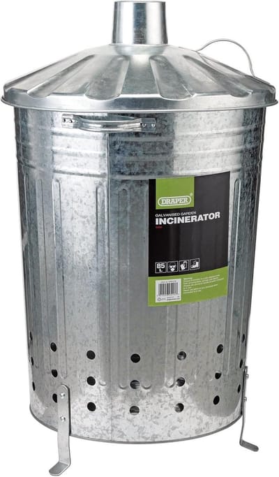 Tuin verbrandingsoven - Afvalverbrander - Tuinafval verwerken - Gegalvaniseerd staal - 85 Liter capaciteit - Zilver