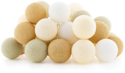 Cotton Ball Lights - LED lichtslinger voor binnen - Handgemaakt en Fairtrade - 35 lampjes - Creamy