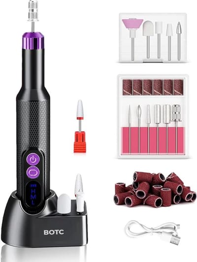 BOTC Elektrische Nagelvijl met Oplaadstation - Nagelfrees - Draadloos en Oplaadbaar - Nagelvijl - Manicure & Pedicure set - Zwart/Roze