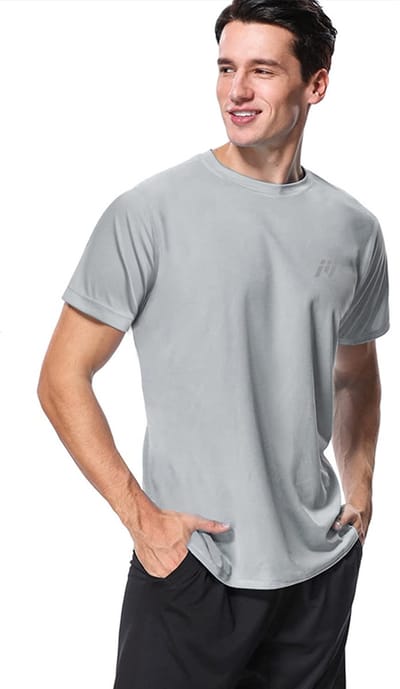 MEETYOO Heren - UV beschermend surf shirt UPF 50+ Sport T-Shirt Sportkleding Man - Fitnesskleding - Jongens Kleding voor Fitness, CrossFit & Gym-Grijs-S