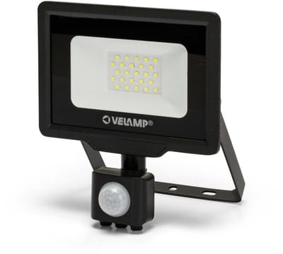 Velamp LED LED Schijnwerper - 20W - PIR Bewegingssensor - Buiten IP44 – Koud Wit 6500K - Zwart