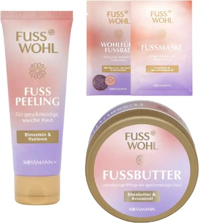 Fusswohl Voetverzorging Set - 4-delig | Voetboter - Voetpeeling - Wellness-Voetenbadzout - Voetmasker - Voetverzorgingset