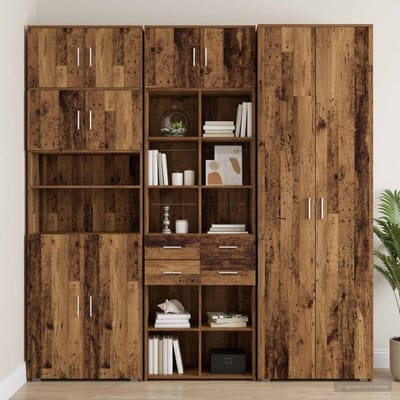 vidaXL - Opbergkast - met - Planken - Oud - hout - 70 - x - 42,5 - x - 225 - cm - Bewerkt - hout
