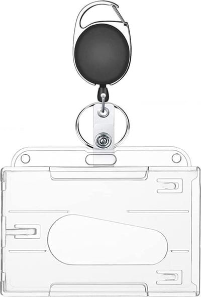 Joya Party® intrekbaar trekkoord en badgehouder - Enkele kaarthouder met riemclip, karabijnhaak en sleutelring - ID-kaarten, pasjes en badges - Zwart