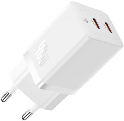 Baseus GaN5 Pro 40W Compacte Fast Charger Duo USB-C Wit
