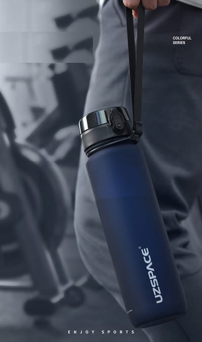 ATXANC Waterfles 1 Liter - Drinkfles 1 Liter - Met Fruit Filter - 100% Lekvrij - Sportfles voor Yoga Sport Fitness - Water Bottle 1L - Walvisblauw
