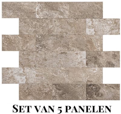 Wallways Wandpanelen - Plaktegels - Set van 5 Tegels - Tegelsticker - Zelfklevende Tegels - 4MM dik - Aluminium toplaag- Waterdicht - Krasbestendig - Hittebestendig - 3M Kleeflaag - Bricked Taupe
