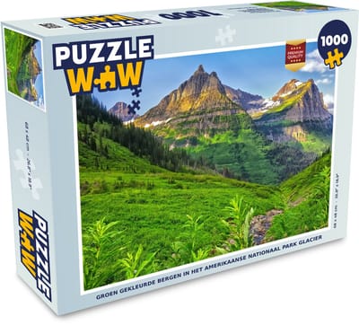 Puzzel Groen gekleurde bergen in het Amerikaanse Nationaal park Glacier - Legpuzzel - Puzzel 1000 stukjes volwassenen