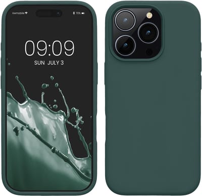 kwmobile telefoonhoesje geschikt voor Apple iPhone 16 Pro - Hoesje met siliconen coating - Smartphone case in blauwgroen