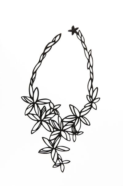 Batucada - Hawaii - Collier - Plantaardige Oorsprong en Hypoallergeen – Antiallergisch – Zwart - lengte 40 cm – effect Tattoo