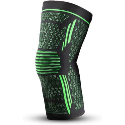 Nieuwe kniebeschermer dubbel gegolfd siliconen antislip nylon gebreid ademend volledig elastisch kracht kniebeschermer knie sportbescherming XXL groen
