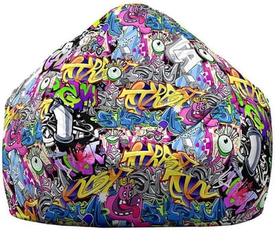 Grote Zitzak Hoes Zonder Vulling (100x120 cm) - Comfortabel en Trendy Paars Graffiti Print