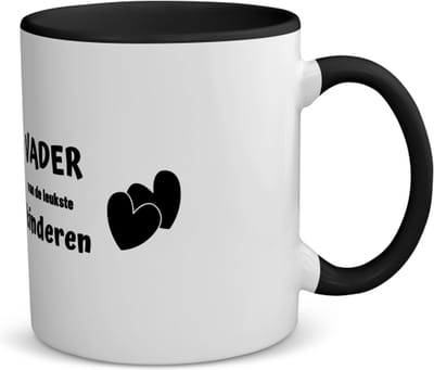 Akyol - vader van de leukste kinderen koffiemok - theemok - zwart - Vader - de leukste papa - vader cadeautjes - vaderdag - verjaardag - geschenk - kado - 350 ML inhoud