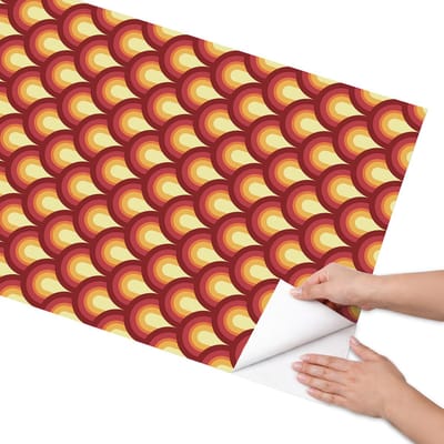 Coloray Meubel Wrap Folie - Geel Meubelfolie - 65x130 cm - Wrapfolie Keuken Retro patroon - Decoratiefolie - Retro Meubelfolie - Meubel Wrap Folie - Woonkamer decoratie - Achtergronden en patronen