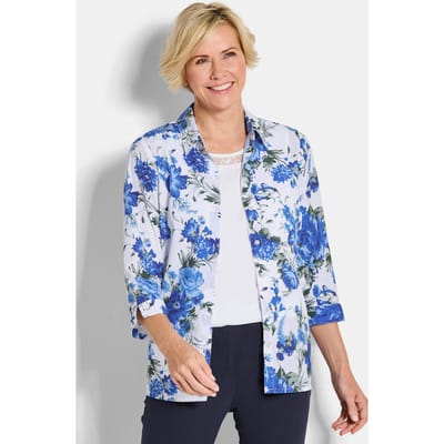Blouseset bestaande uit een gebloemde blouse en een topje - blauw / wit / gebloemd - Gr. 21 van Goldner Fashion
