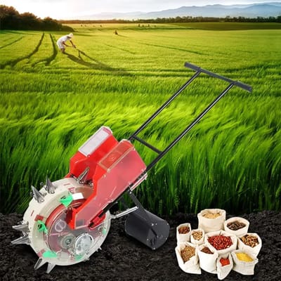 Gazonzaaimachine kunstmeststrooier - Handige planter - Efficiënt tuinieren - Dubbele emmers - 12 gaten - Groen
