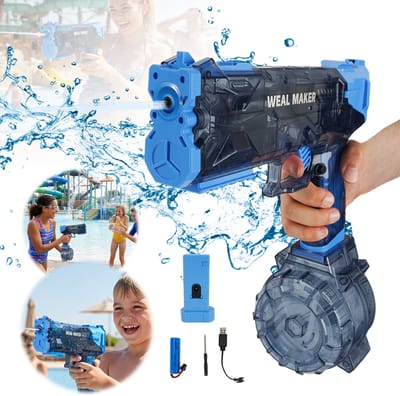 Elektrisch Waterpistool Met Usb-Oplaadfunctie Voor Volwassenen En Kinderen - Transparant Automatisch Waterpistool Met Hoge Kracht Waterdicht - Klassieke Waterpistoolblaster Voor De Zomer - Blauw