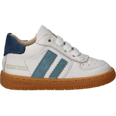 Shoesme Wit-Blauw Sneakertje - Sneakers Kinderen - Jongens - White Blue - Leer - Maat 20