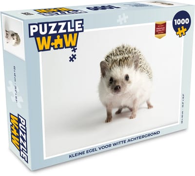 Puzzel Kleine egel voor witte achtergrond - Legpuzzel - Puzzel 1000 stukjes volwassenen