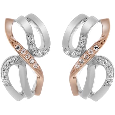 Orphelia 'Sally' Dames 925 Sterling Zilver Stud Oorbellen - Zilver/Roze ZO-7230