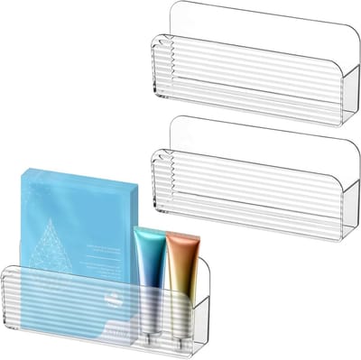 3-Pack Wandgemonteerde Opbergorganizer, Geen Boren, Duidelijke Opbergdozen voor Badkamer, Slaapkamer en Spiegels