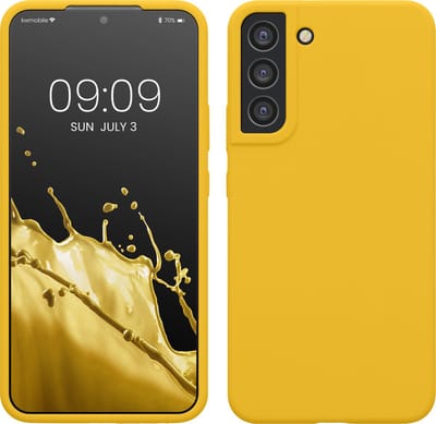 kwmobile telefoonhoesje geschikt voor Samsung Galaxy S22 Plus - Hoesje met siliconen coating - Smartphone case in stralend geel