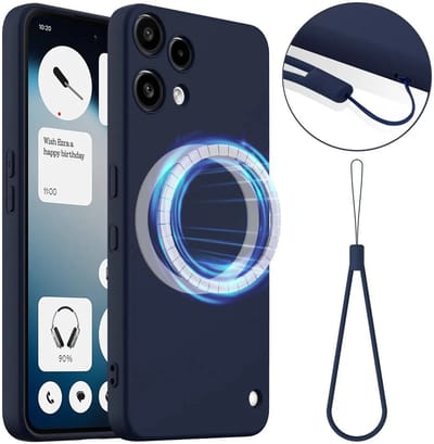 Hoesje geschikt voor Nothing Phone (3a) Lite - Phonesta Royale Liquid Silicone Back Cover met koord - Geschikt voor MagSafe - Donkerblauw