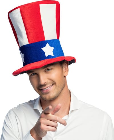 Amerikaanse hoed Uncle Sam - vlag kleuren - one size - voor volwassenen - USA