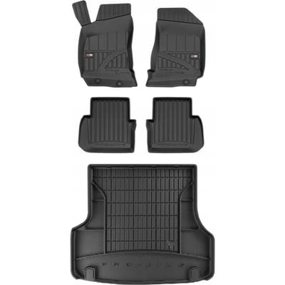FROGUM PROLINE 3D Set - Rubberen Automatten + Kofferbakmat - Geschikt voor SAAB 9-5 I Kombi (2005-2009) - Zwart
