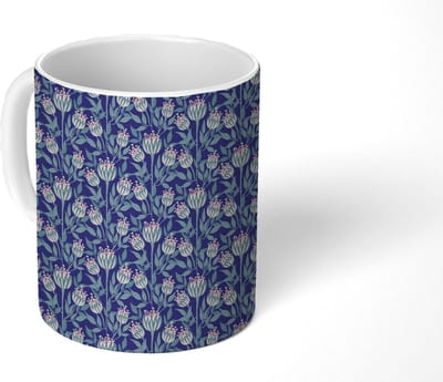 Mok - Koffiemok - Bloemen - Patroon - Natuur - Mokken - 350 ML - Beker - Koffiemokken - Theemok