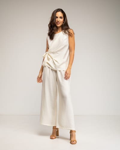 Set van mouwloze top met striksluiting en broek met elastiek