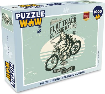 Puzzel Motor - Retro - Tekening - Quote - Legpuzzel - Puzzel 1000 stukjes volwassenen