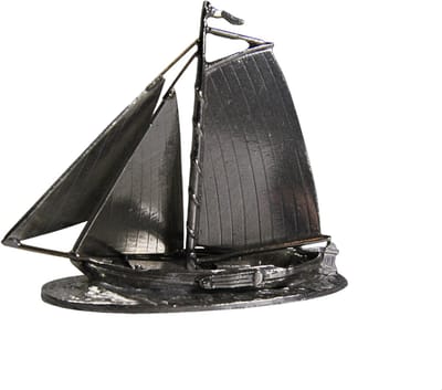 Tinnen Miniatuur Schokker - Miniatuur schip - Ambachtelijk Handgemaakt Historisch Vissersschip – Authentiek Scheepsmodel – Unieke Maritieme Decoratie & Cadeau - Jubileum schipper