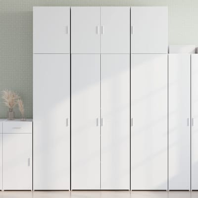vidaXL - Hoge - kast - 80x42,5x249 - cm - bewerkt - hout - wit