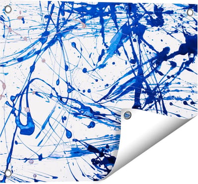 Gards Tuinposter Abstracte Kunst Blauwe Verf - 50x40 cm - Tuindoek - Tuindecoratie - Wanddecoratie buiten - Tuinschilderij