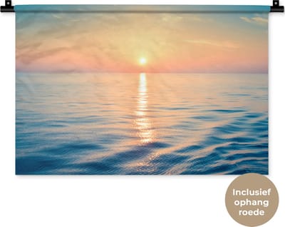 Wandkleed - Wanddoek - Zon - Zee - Kleuren - 60x40 cm - Wandtapijt