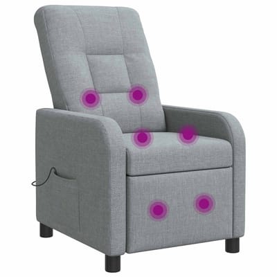 vidaXL - Massage - Relaxstoel - Lichtgrijs - Stof