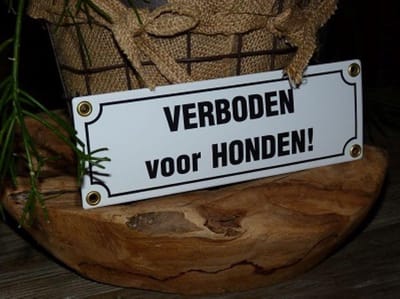 Emaille bord 'Verboden voor honden'