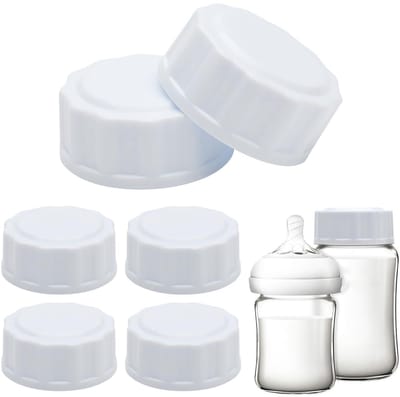 Dailygoods- Babyflessensluitingen 6 Stuks - Reisflessendoppen - Compatibel met Brede Hals - Spatwaterdicht - Lekvrij - Materiaal PP, 5,5 cm - Flesdoppen