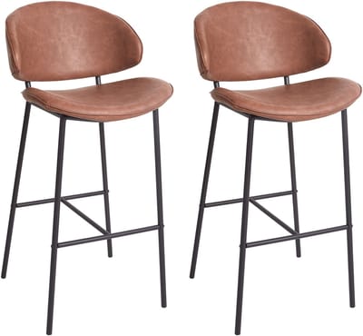 KIANA - Barkruk set van 2 - Bruin - Kunstleer