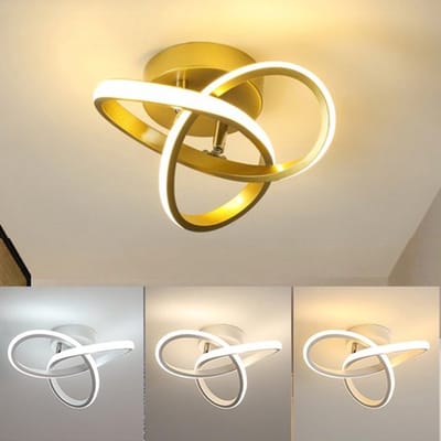 Modern Led Ceiling Light Fixture,3000K/4500K/6000K Gold Led Hallway Light Fixtures Ceiling Lamp for Hallway Bedroom Bathroom Kitchen Balcony Stair Aisle Ceiling Lamp Curved Design (Gold)