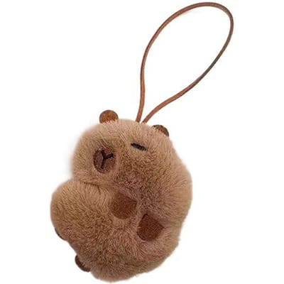 Porte-clés à breloques en forme d'ours casqué Y2K, ornement en peluche, pendentif, porte-clés de voiture, sac à dos, décoration, bijoux B brown
