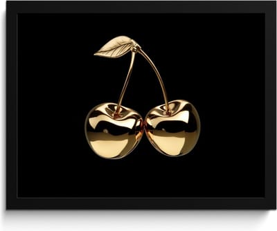 Fotolijst inclusief poster - Posterlijst 40x30 cm - Posters - Kersen - Zwart - Goud - Chrome - Foto in lijst - Keuken decoratie muur - Wanddecoratie accessoires - Muurdecoratie - Schilderijen