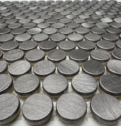 Mozaiëk Gun Metal Penny Rounds metal 19mm rond op matje 300x300x8mm per pc 0.09M2