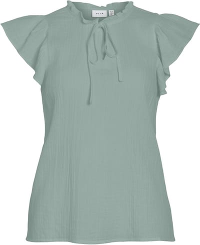 VILA - VILANIA O-NECK S/L FRILL TOP/VOL - Dames - Blouses