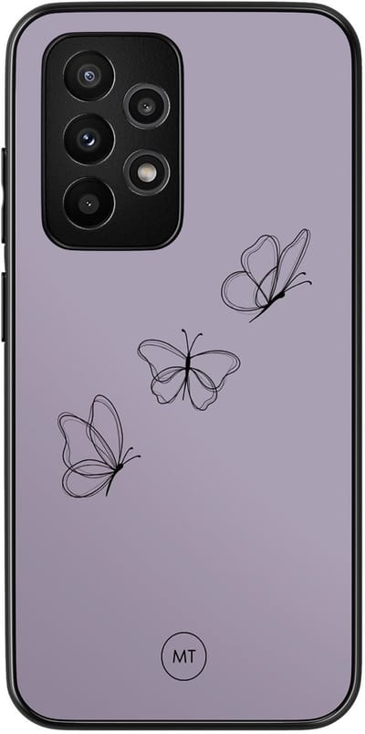 Hoesje geschikt voor Samsung Galaxy A52 5G - Vlindertjes - TPU Hard Case Backcover - Paars - Mooie Telefoonhoesjes