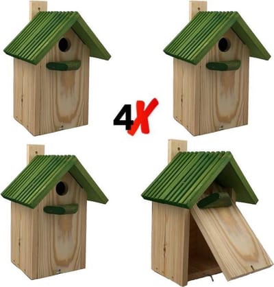 GARDEN SPIRIT - Vogelhuisje Set 4 - 12 x 13 x 30 cm - Nestkast Koolmees