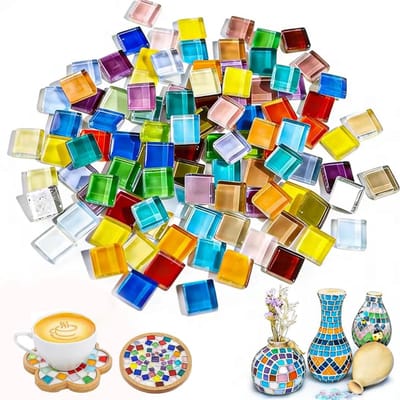 Set van 900 g gekleurde mozaïektegels van kristal voor creatieve DIY-projecten en interieurdecoratie, vierkant 1 x 1 cm