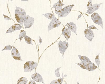 BLADEREN BEHANG | Landelijk - grijs metallic wit - A.S. Création Flavour