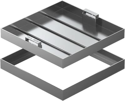 Roestvrijstalen Putdeksel - Rioleringsafdekking Verborgen - Tuin Bestrating - Onzichtbaar Duurzaam Ontwerp - 20 x 20 cm - Zilver